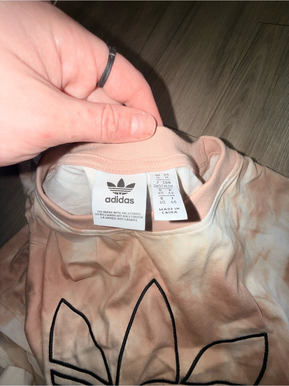 adidas Kids Peach Tie-Dye Tee with Trefoil